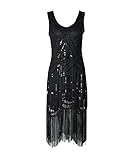 HAHAEMMA 1920s Kleid Damen Pfau Muster Flapper Charleston Kleid Gatsby Pailletten Quasten Saum...