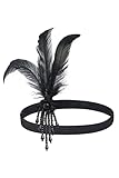 BABEYOND 1920s Stirnband Damen Gatsby Kostüm Accessoires 20er Jahre Flapper Feder Haarband Schwarz