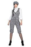 20er Jahre Peaky Blinders Damen Glencheck Anzug Knickerbocker Schwarz-Weiß Weste Schiebermütze,...
