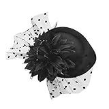 Dewocke Fascinator Hut Schwarz, Fascinator Hut Damen 20er 50er Jahre, Vintage Schleier Hut, Blume...