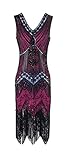 MIMIKRY 20er Jahre Charleston Pailletten Kleid Pink/Schwarz/Multicolor Fransen Flapper...