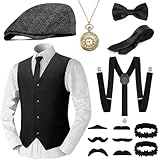 WEARXI 20er Jahre Herren Accessoires, Mafia Karneval Kostüm Herren, Peaky Blinders Kostüm, 20er...