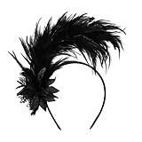 MWOOT Feder Haarschmuck Stirnband, 1920er Kopfschmuck Haarreif, Schwarz Feder Kopfschmuck mit...