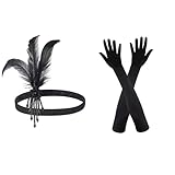SKHAOVS 1920s Stirnband Feder Damen 20er Jahre Accessoires, Flapper Great Gatsby Accessoires, Gatsby...