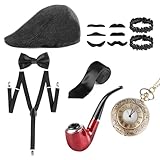VFANDV 20er Jahre Herren Accessoires, 1920er Mafia Karneval Kostüm Herren, Ideal Kostüme Herren...