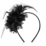 MWOOT Feder Haarreif mit Künstlichen Blumen, 1920er Fascinator Kopfschmuck für Damen, Schwarz...