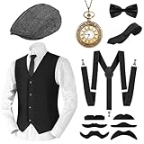 Alintor 20er Jahre Kostüm Herren, Faschingskostüme Männer, Peaky Blinders Kostüm, Mafia Karneval...