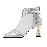Tanzschuhe Damen mit Absatz Festliche Latein Schwarz Tanzschuhe 20er Jahre Schuhe Silber Hautfarben...