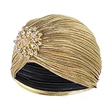 Meleager Damen Turban Hut mit Kristall Brosche,20er Jahre Hut Exotisch Glitzer Elastische, 1920s...