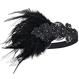 BABEYOND 1920s Stirnband Damen Gatsby Kostüm Accessoires 21er Jahre Flapper Feder Haarband Schwarz