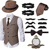 Ulikey 20er Jahre Accessoires, Mafia Kostüm Set für Herren, 1920er Zubehör Mit Westen &...