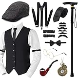 1920s Jahre Herren Accessoires, 20er Gangster Kostüm, Herren Accessoires Mafia Gatsby Kostüm Set,...