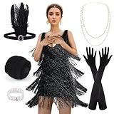 PLULON 1920er-Jahre-Kleider für Damen, Gatsby-Flapper-Cocktailkleider mit Paillettenfransen,...