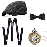 Wagoog 1920s Herren Accessoires Mafia Gatsby Kostüm set Inklusive Panamahut Verstellbar Elastisch...